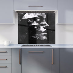 Fragmented Silhouette in Black and White Kitchen Splashback
