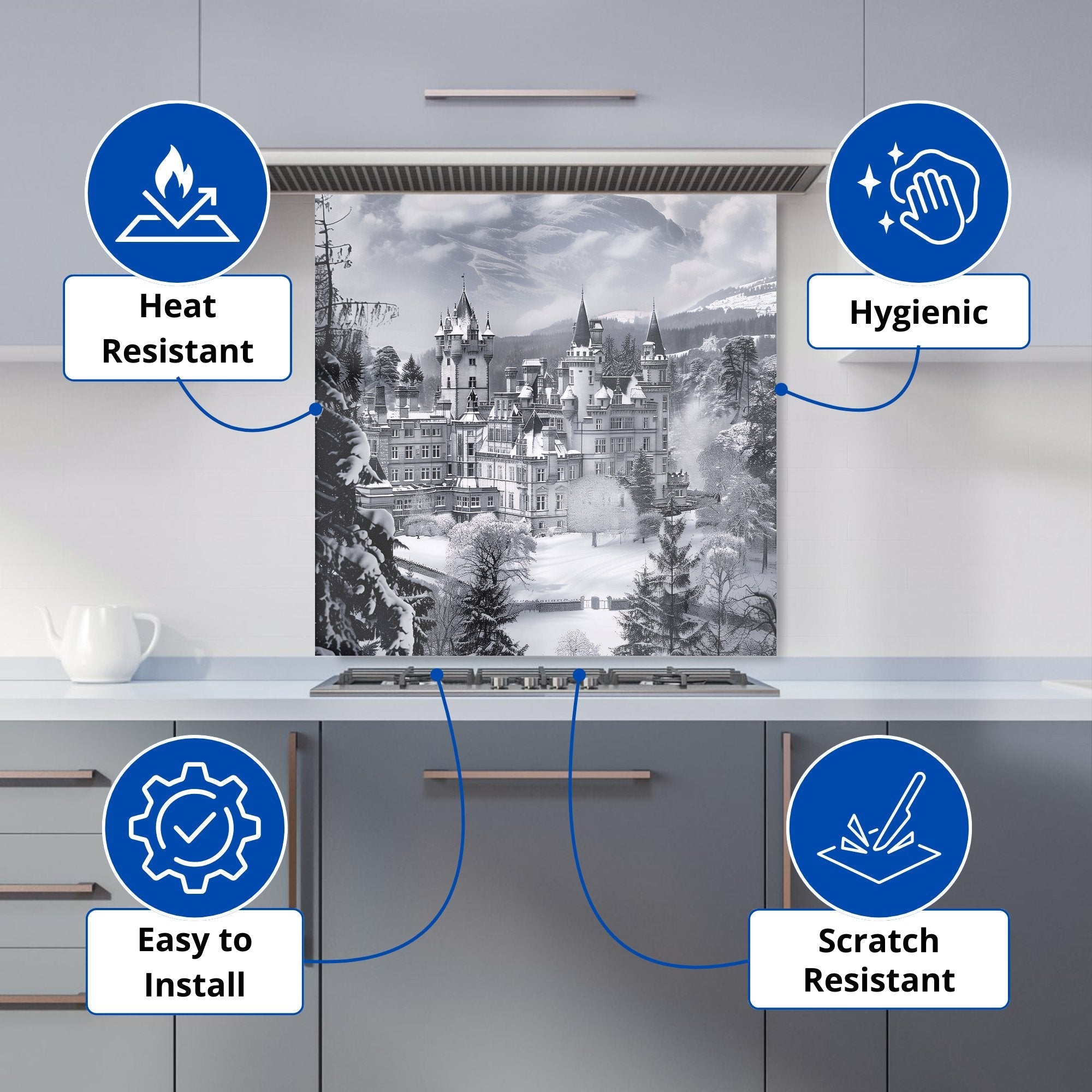 Snow-Covered Balmoral Castle Kitchen Splashback