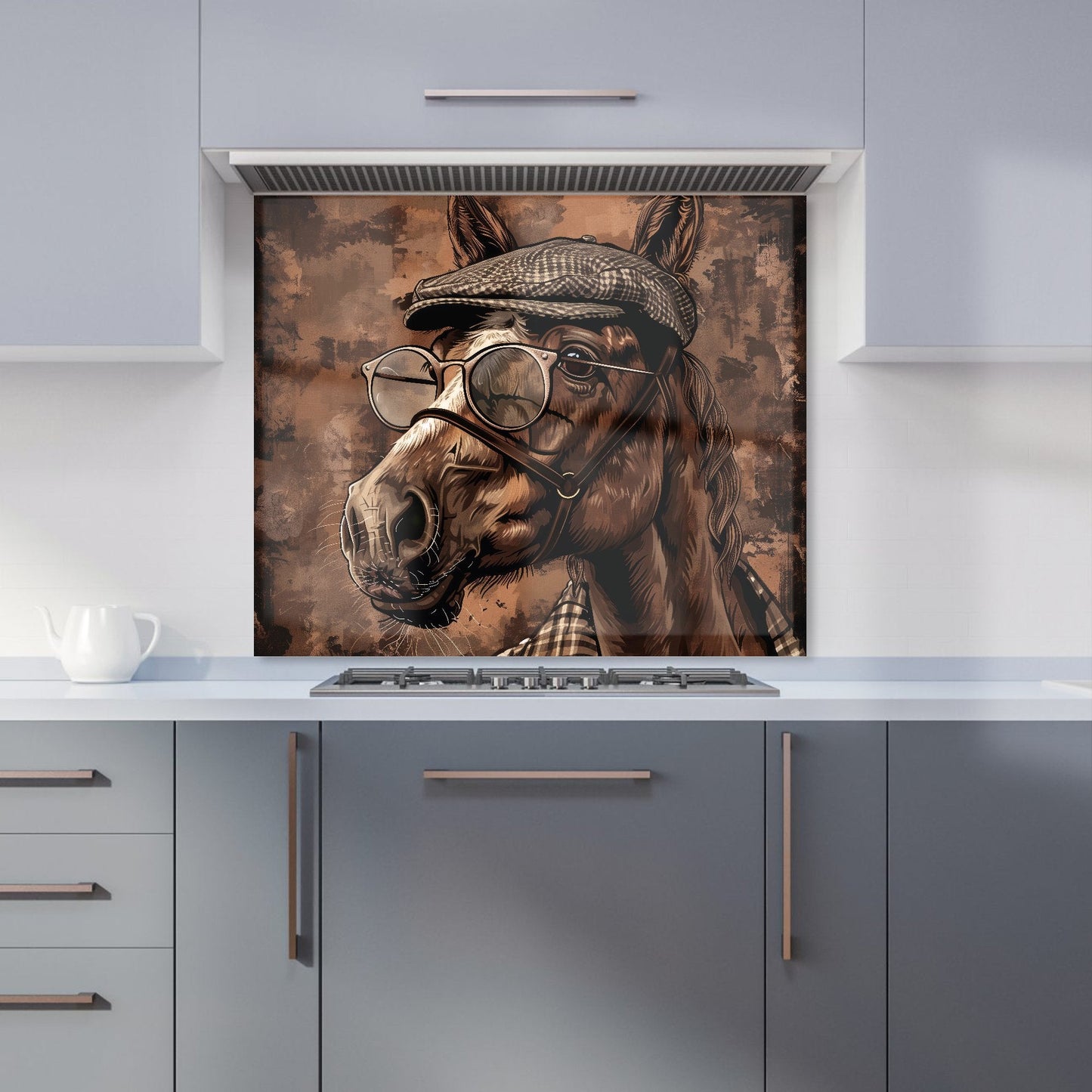 Dapper Horse with Tweed Cap Kitchen Splashback