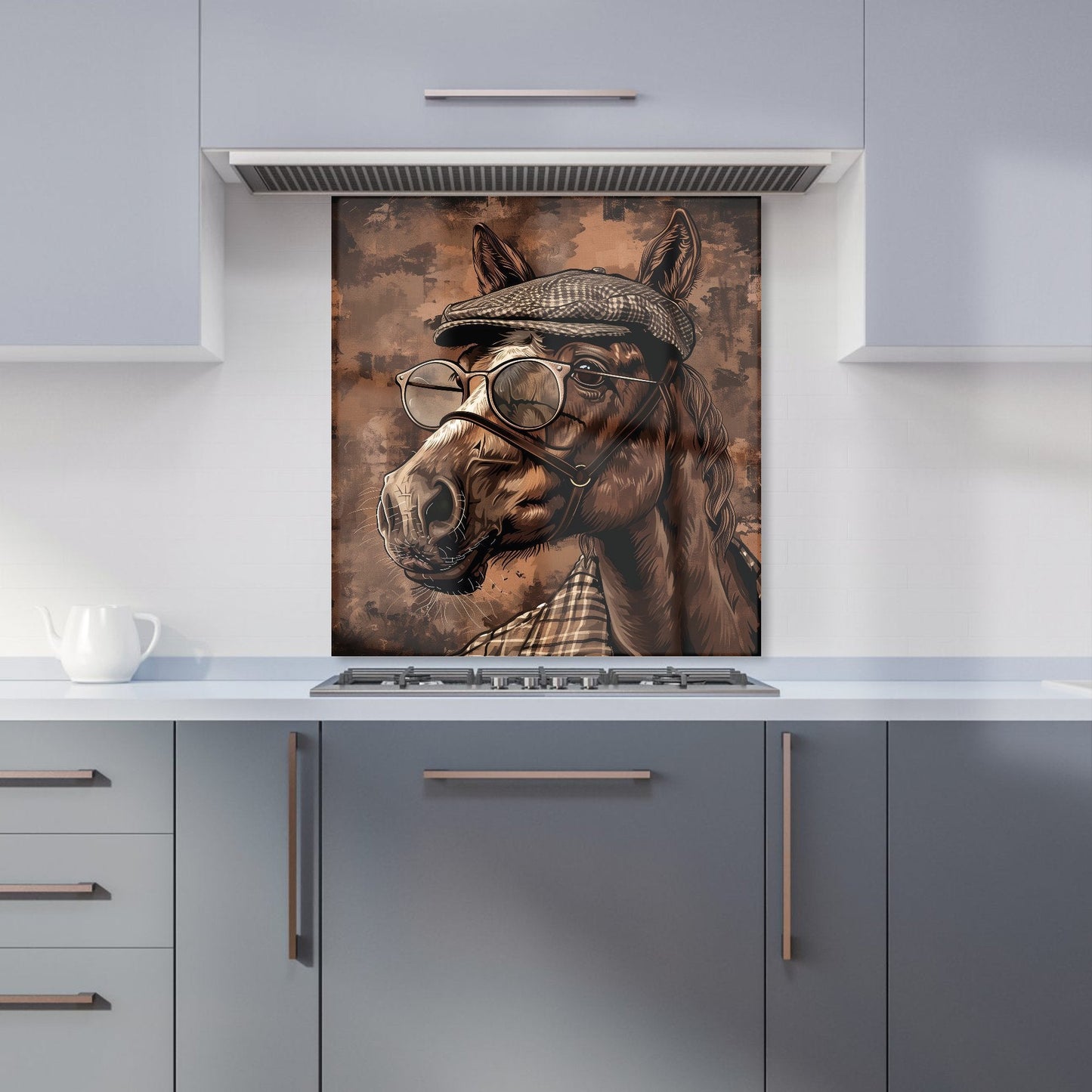 Dapper Horse with Tweed Cap Kitchen Splashback