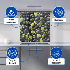 Emerald and Onyx Pebble Design Kitchen Splashback