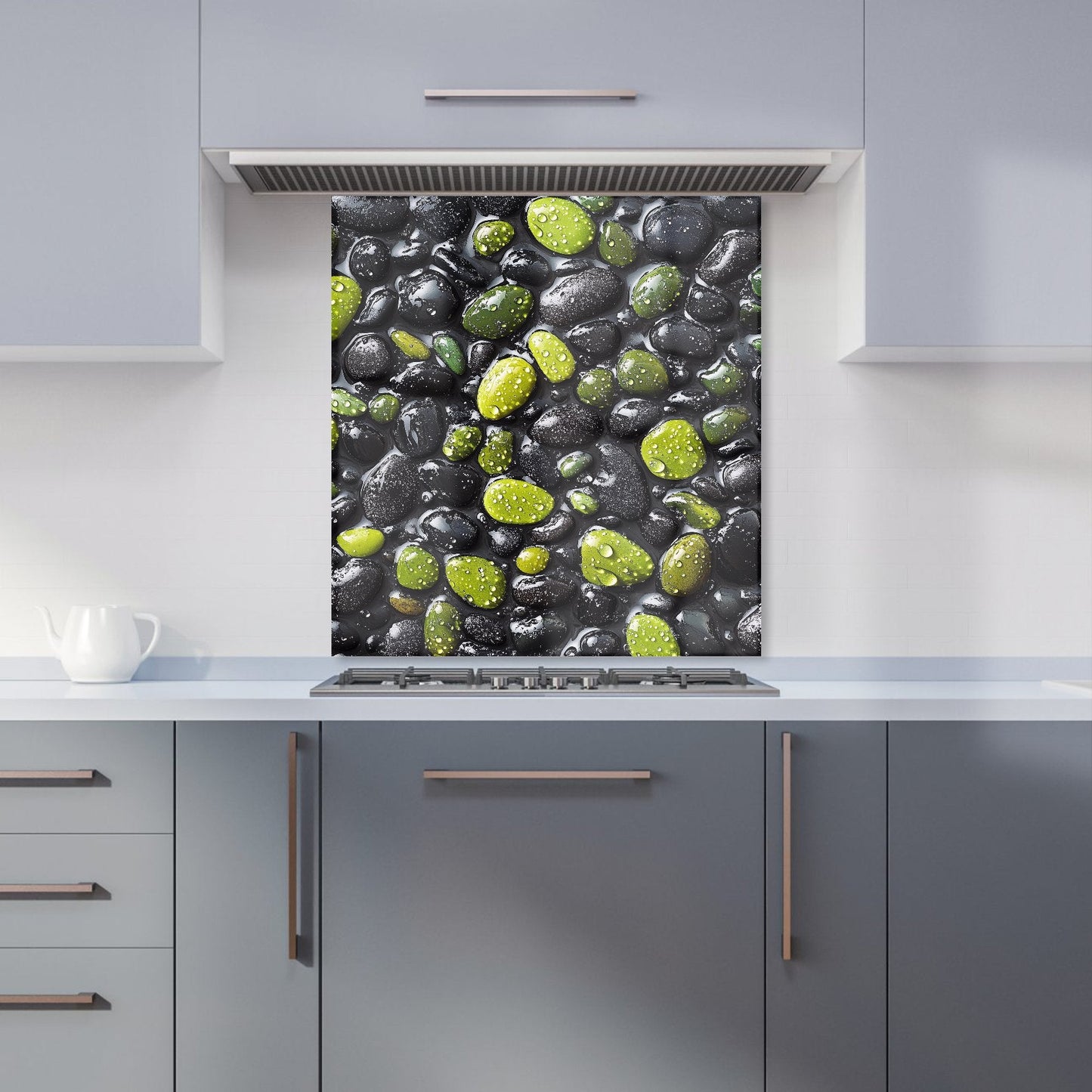 Emerald and Onyx Pebble Design Kitchen Splashback