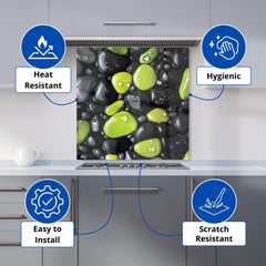 Lime and Charcoal Pebble Harmony Kitchen Splashback