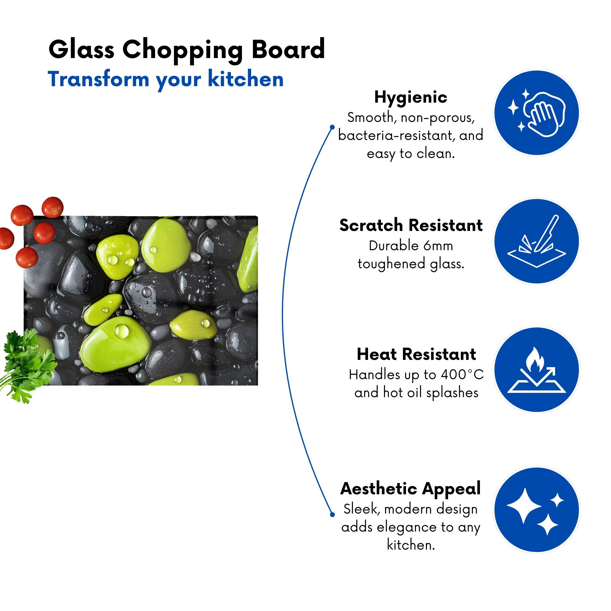 Lime And Charcoal Pebble Harmony Chopping Board