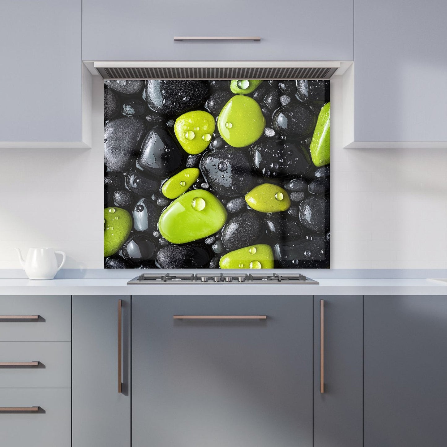 Lime and Charcoal Pebble Harmony Kitchen Splashback