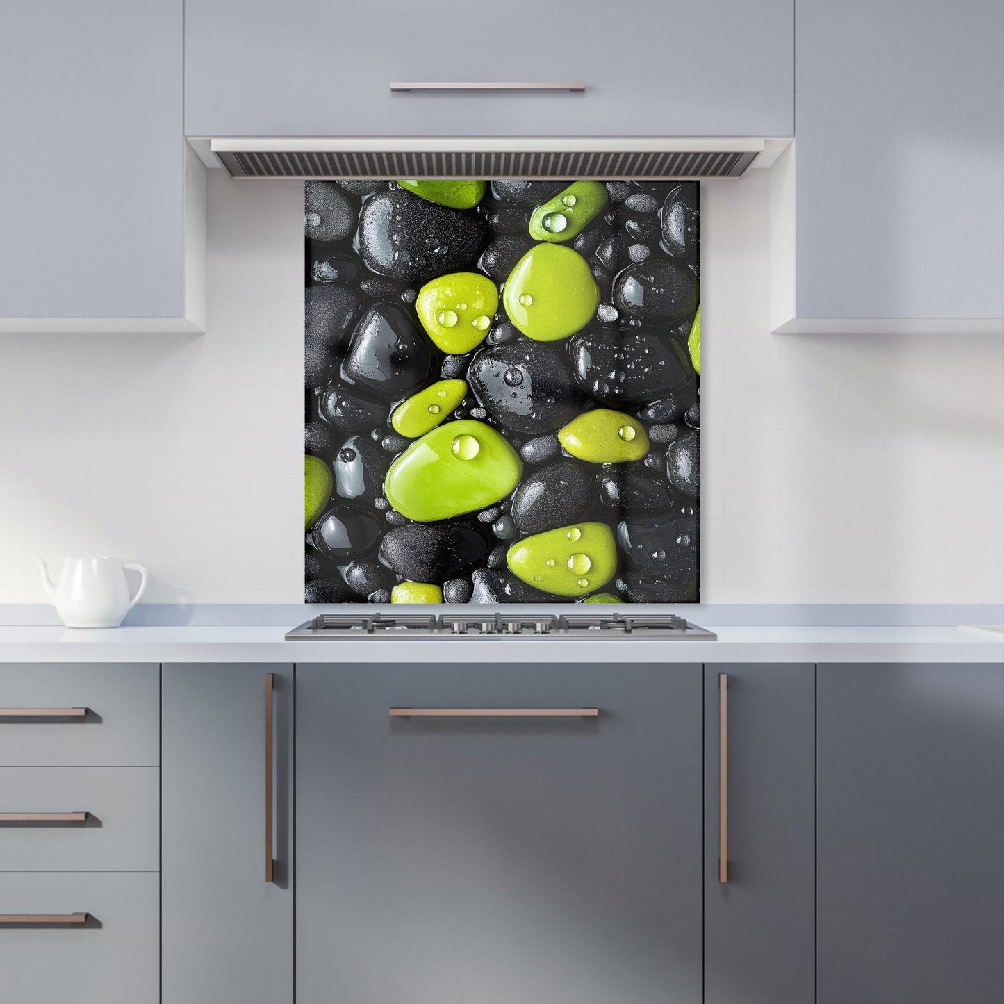 Lime and Charcoal Pebble Harmony Kitchen Splashback