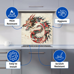 Majestic Chinese Dragon Swirl Kitchen Splashback