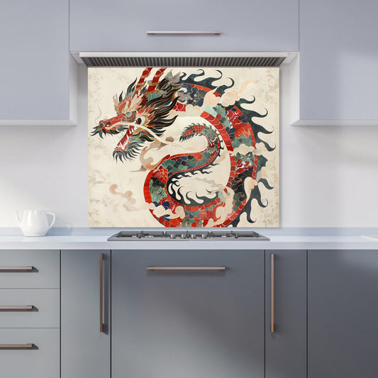 Majestic Chinese Dragon Swirl Kitchen Splashback