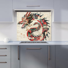 Majestic Chinese Dragon Swirl Kitchen Splashback