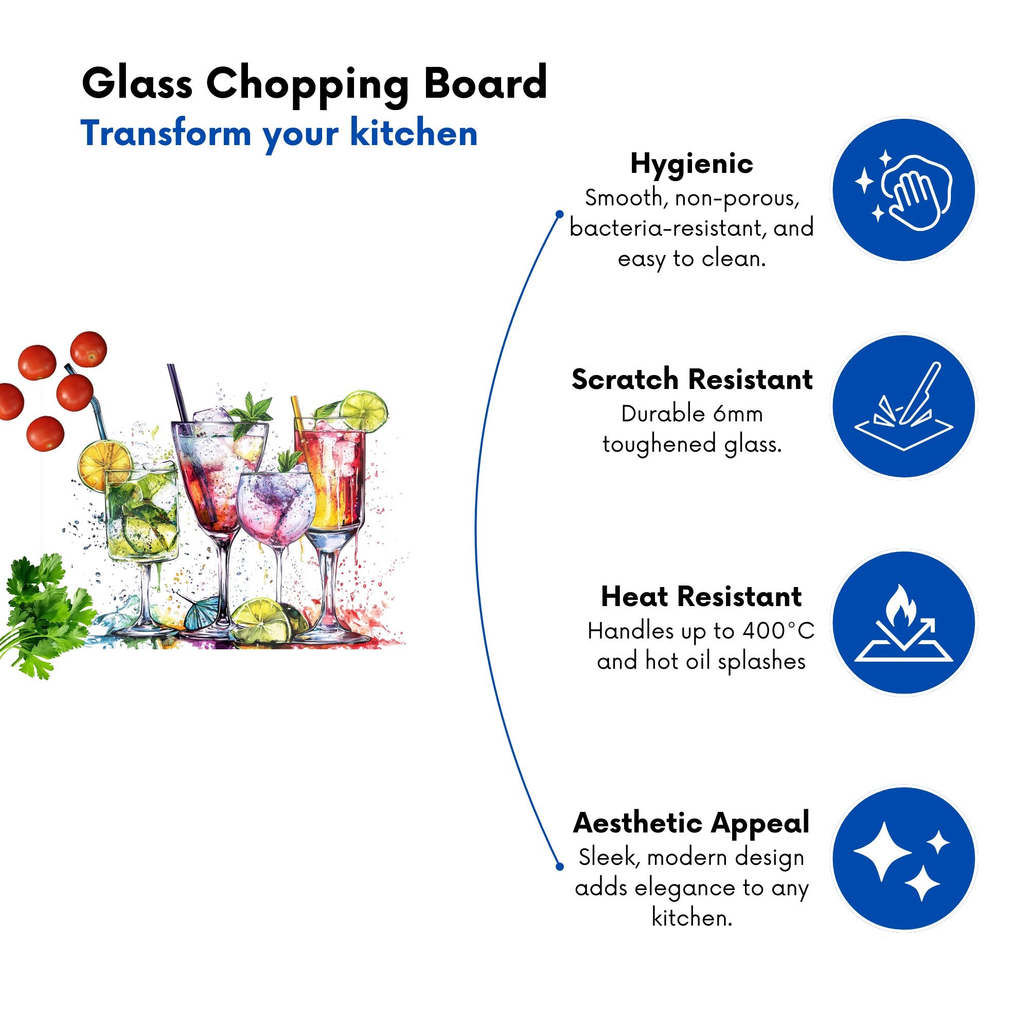 Vibrant Cocktail Splash Chopping Board