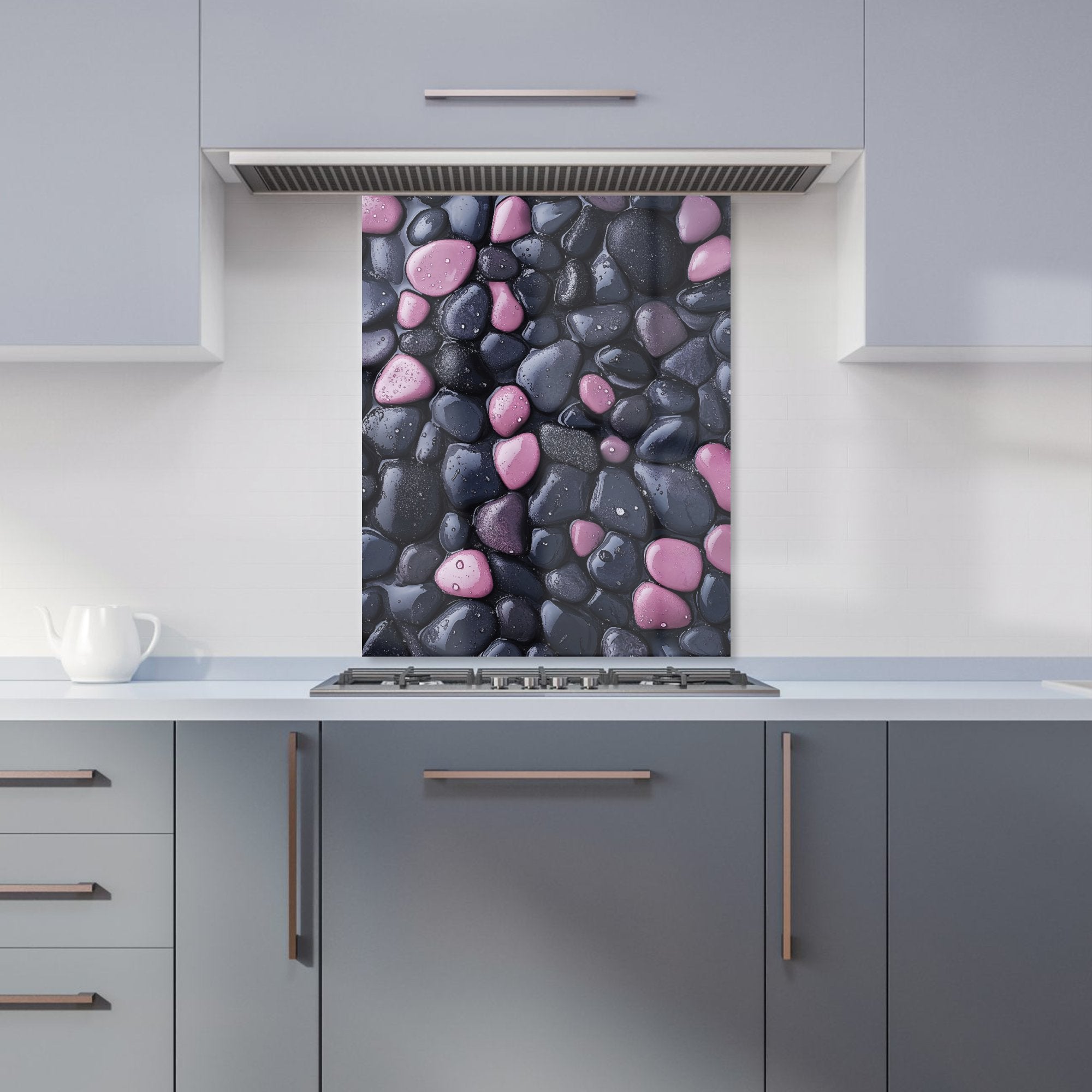 Blush and Charcoal Pebble Mix Kitchen Splashback