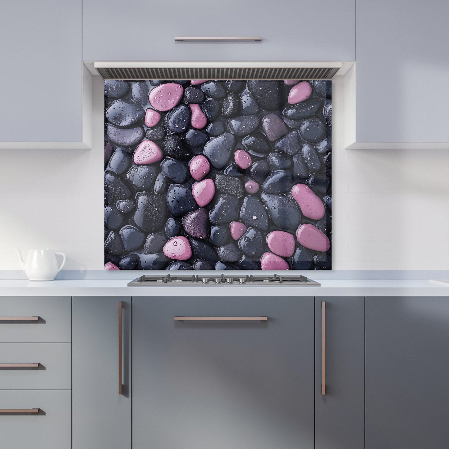 Blush and Charcoal Pebble Mix Kitchen Splashback