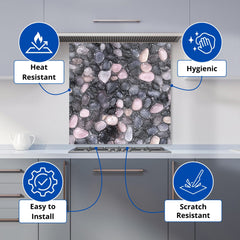Glossy Pebbles in Soft Hues Kitchen Splashback
