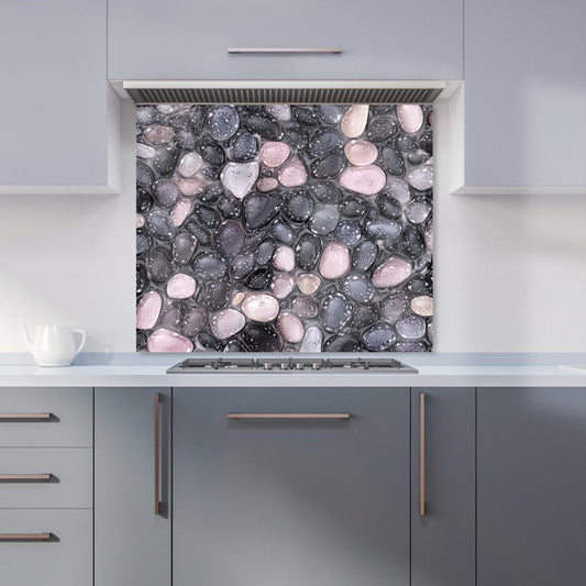 Glossy Pebbles in Soft Hues Kitchen Splashback