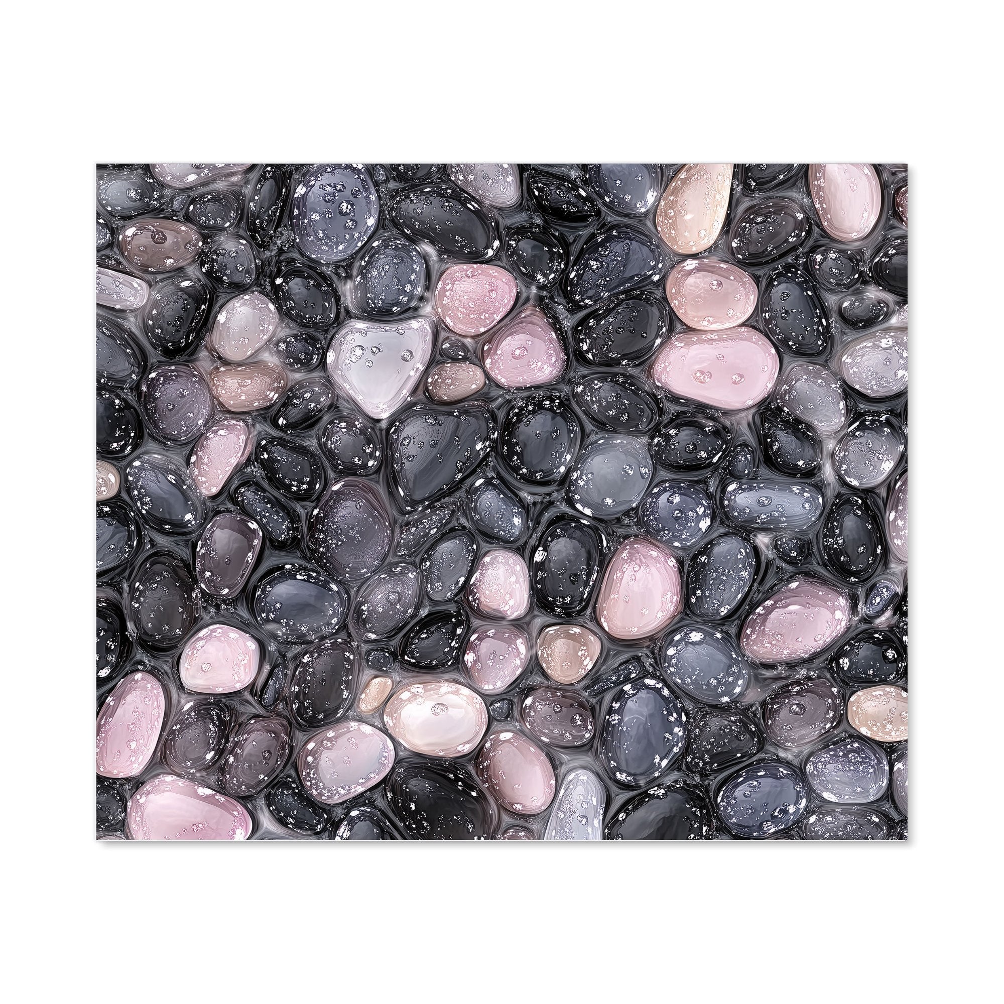 Glossy Pebbles in Soft Hues Kitchen Splashback