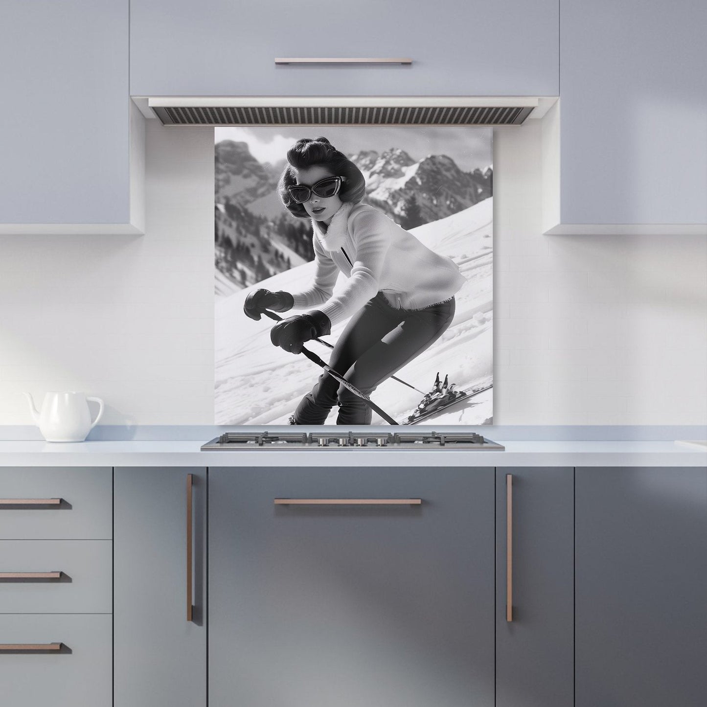 Vintage Skiing Chic Kitchen Splashback