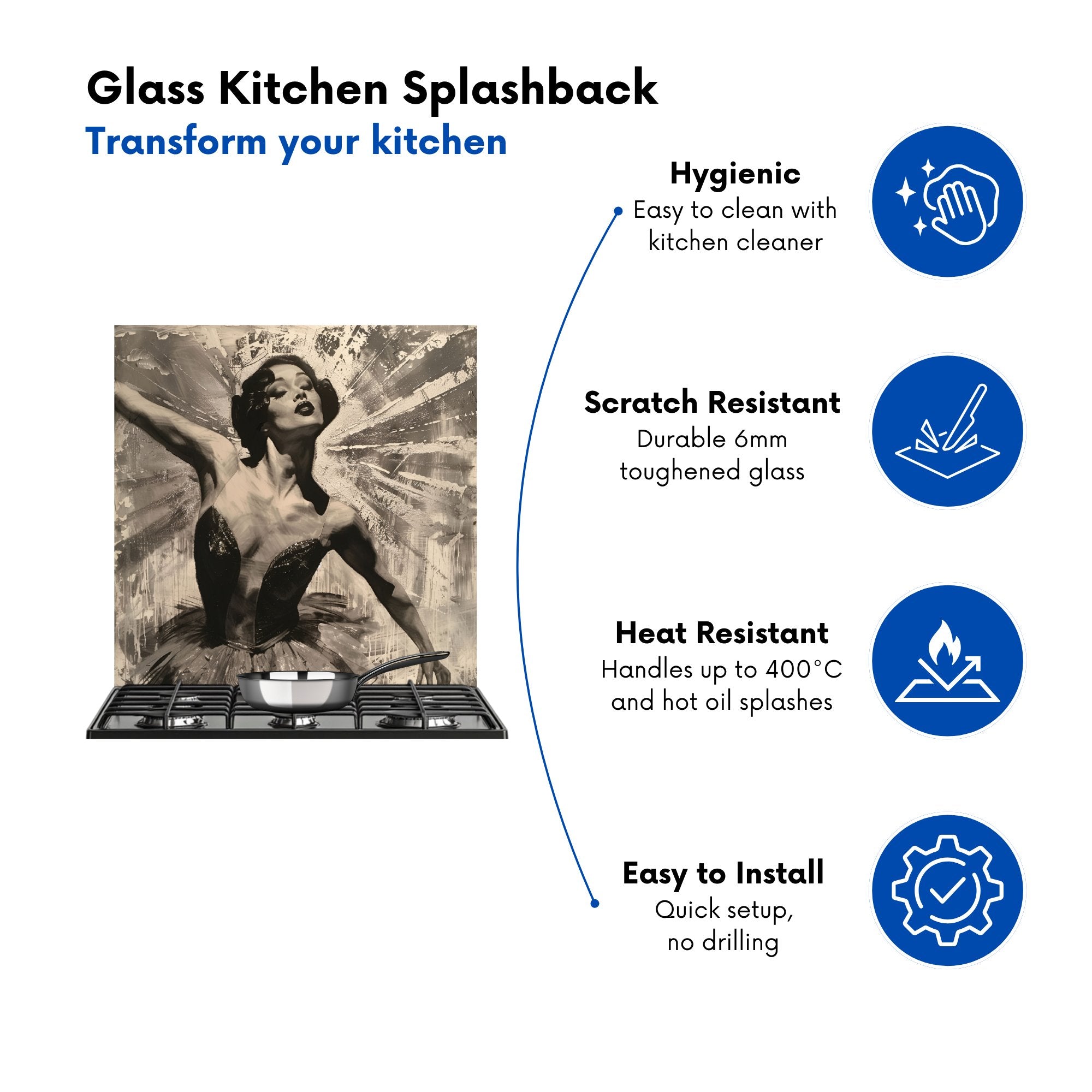 1920s Ballerina Radiance Kitchen Splashback