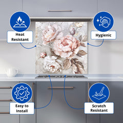 Vintage Rose Elegance Kitchen Splashback