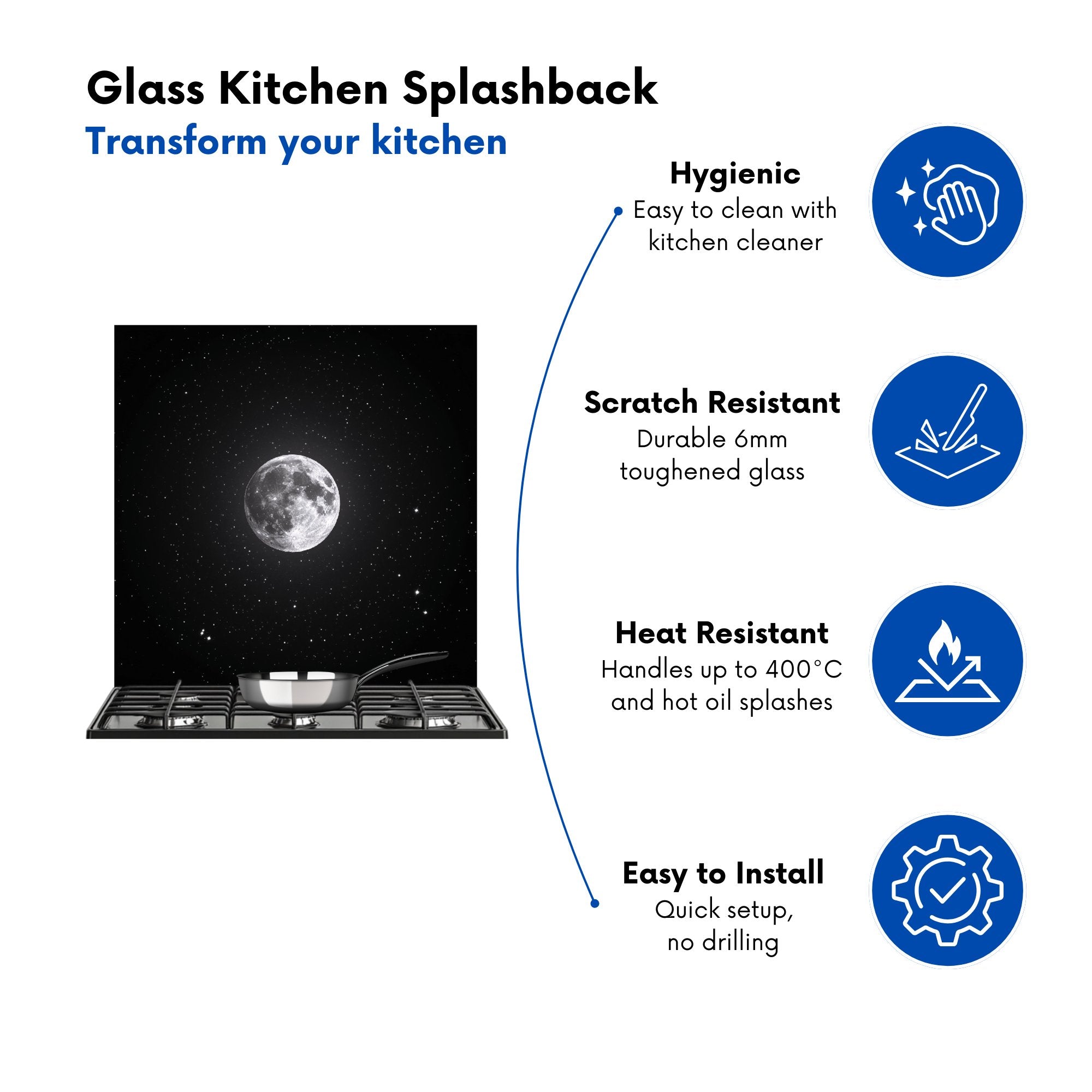 Lunar Glow in the Night Sky Kitchen Splashback