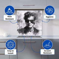 Cool Icon in Monochrome Kitchen Splashback