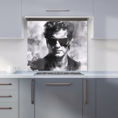 Cool Icon in Monochrome Kitchen Splashback