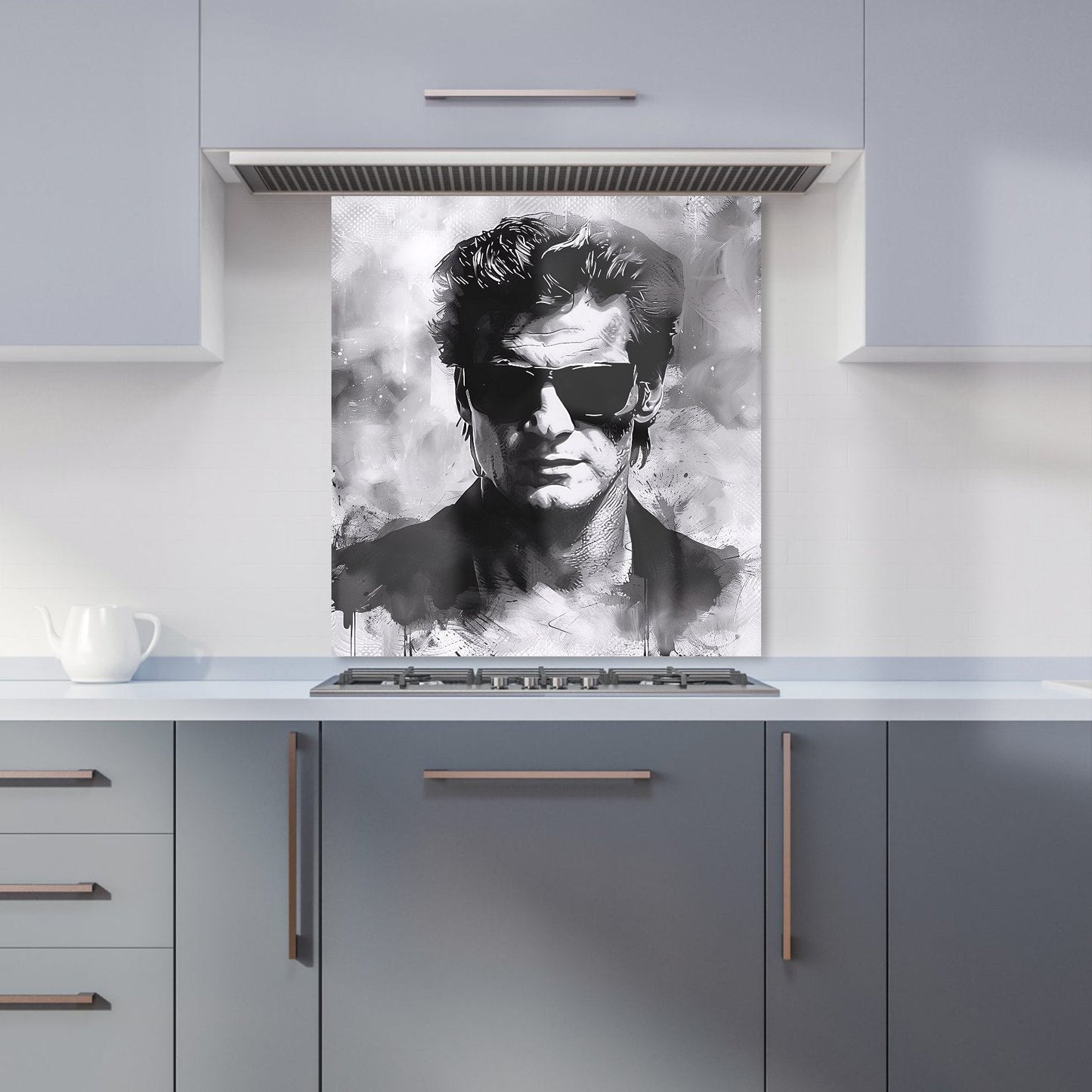 Cool Icon in Monochrome Kitchen Splashback