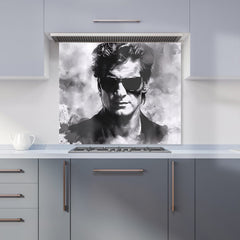 Cool Icon in Monochrome Kitchen Splashback