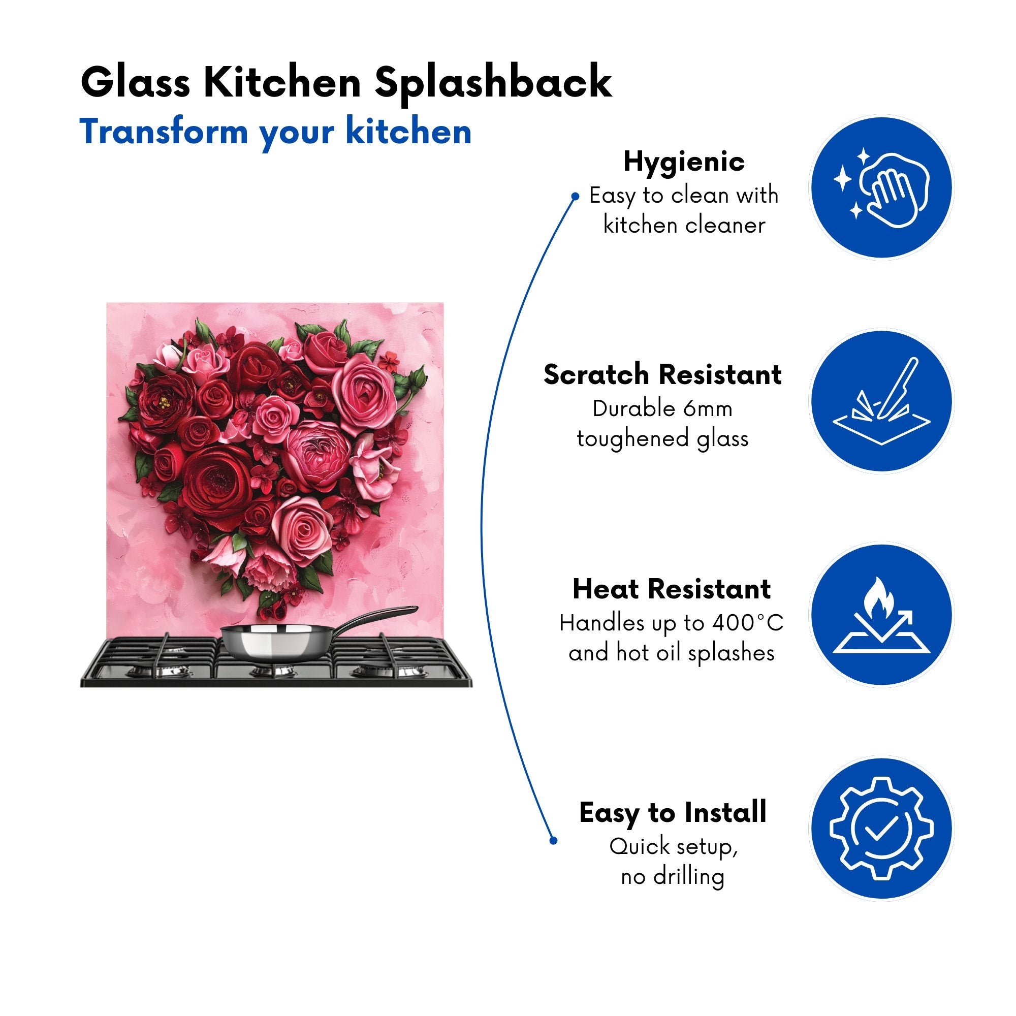 Heart of Roses Kitchen Splashback