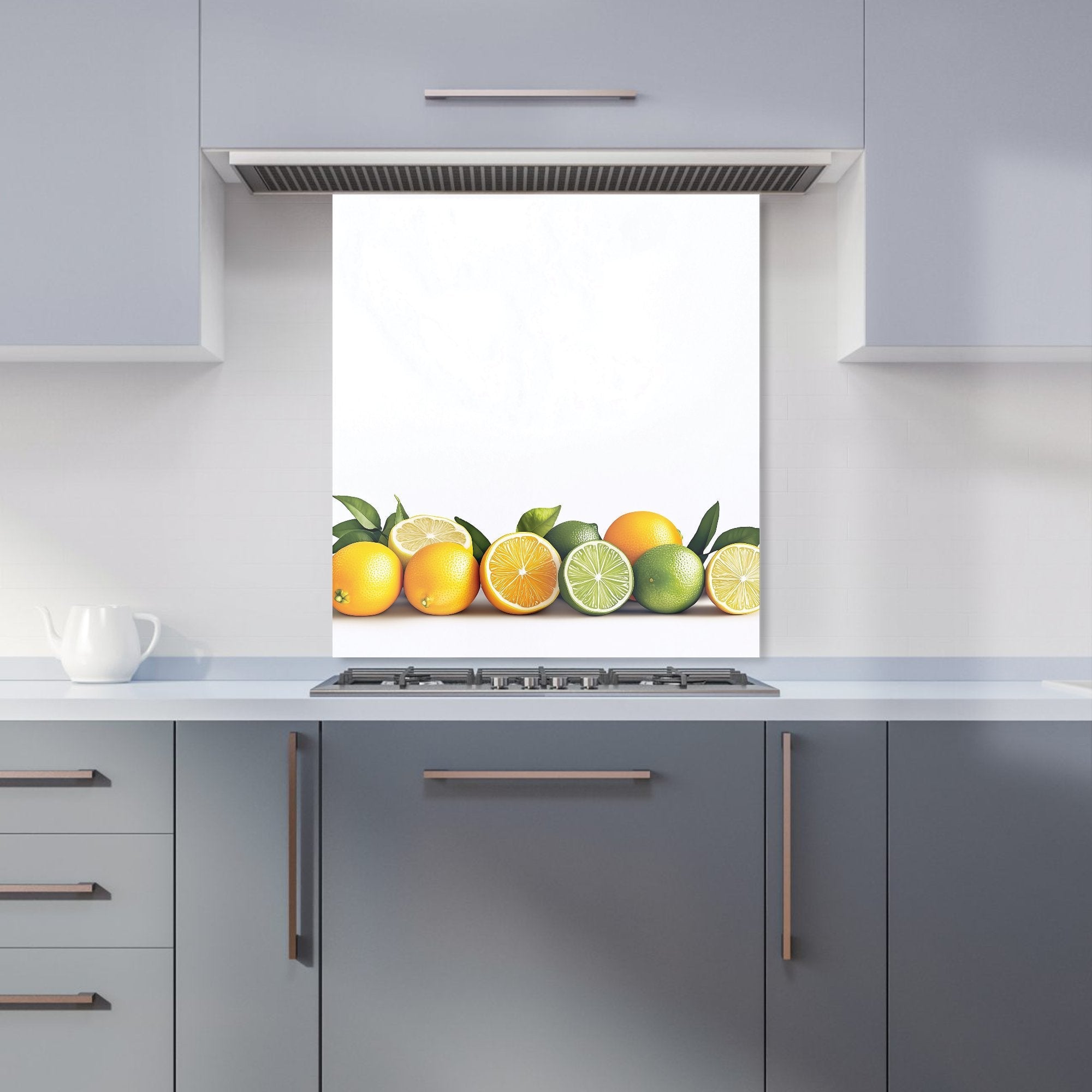 Citrus Parade on White Kitchen Splashback