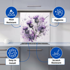 Vibrant Scottish Thistle Art Kitchen Splashback