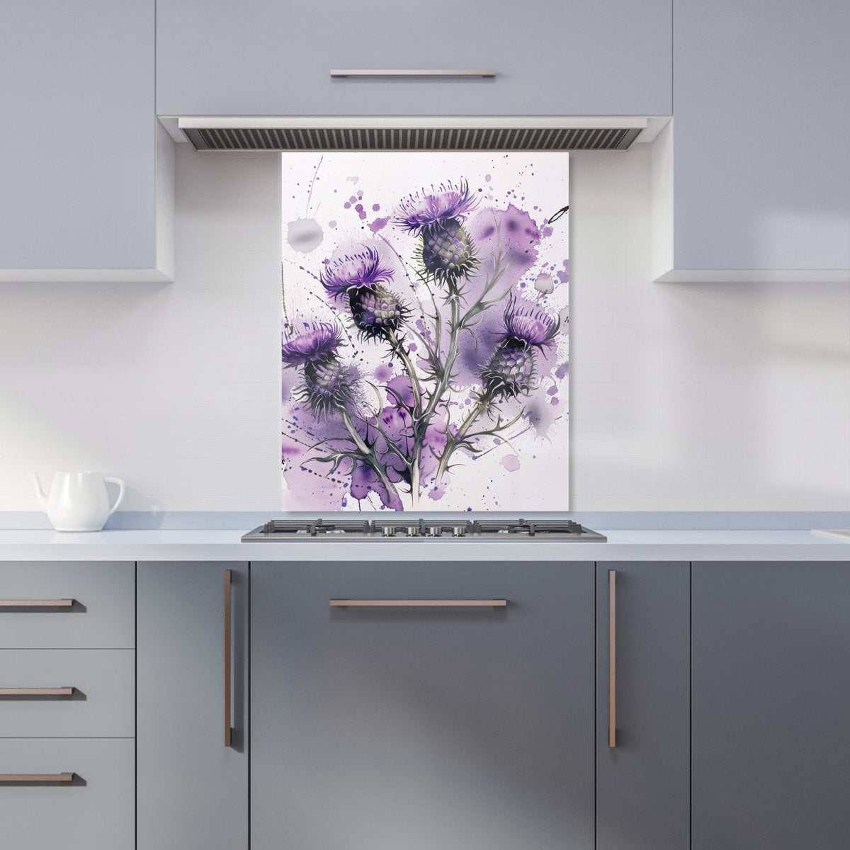 Vibrant Scottish Thistle Art Kitchen Splashback