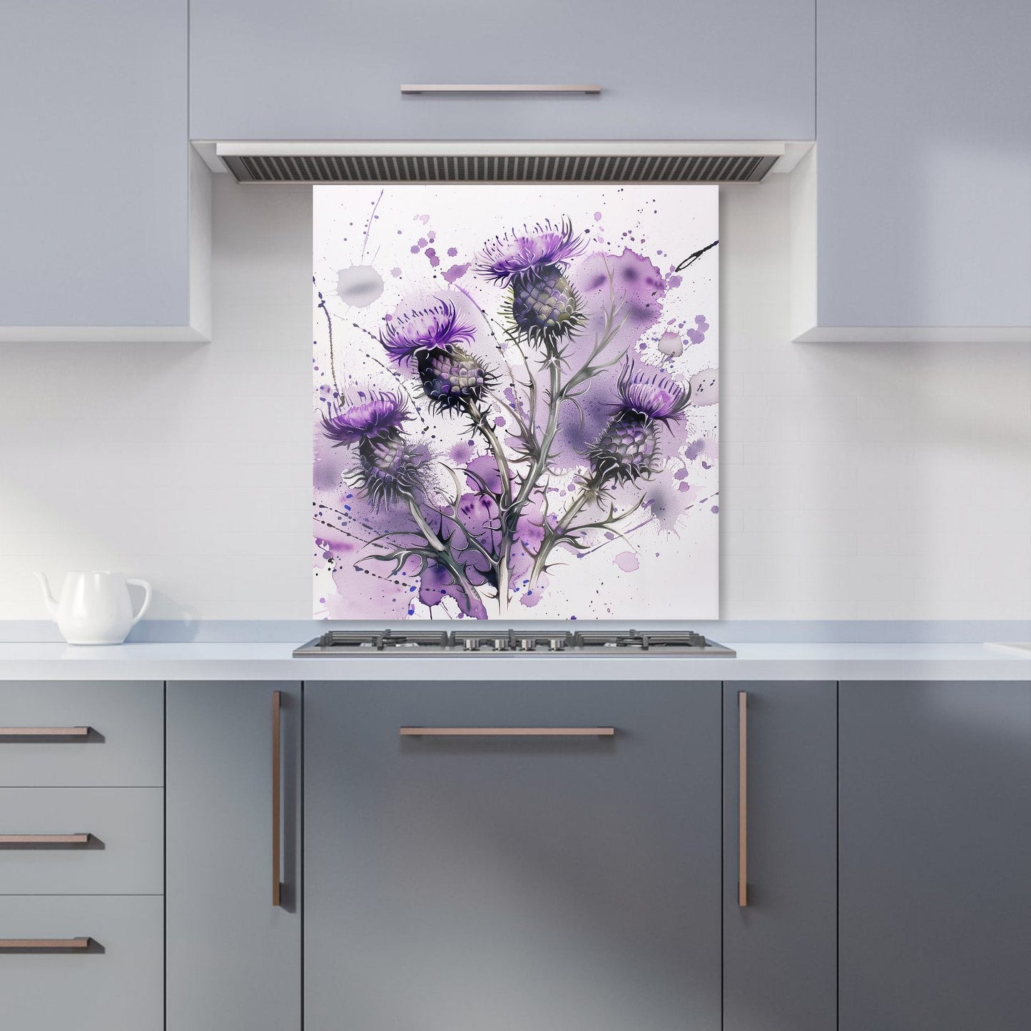 Vibrant Scottish Thistle Art Kitchen Splashback