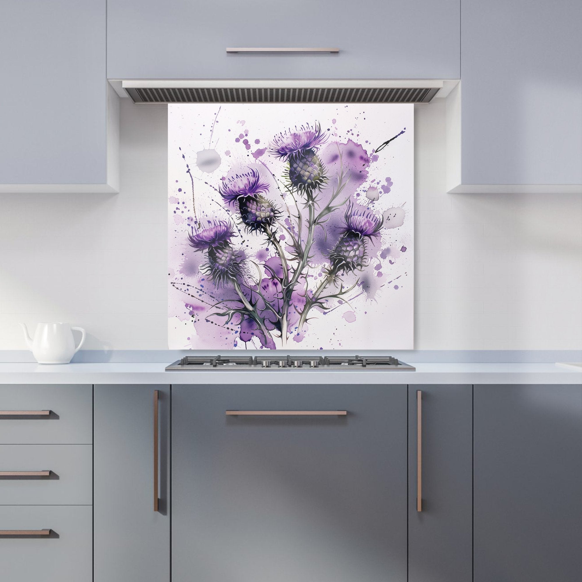 Vibrant Scottish Thistle Art Kitchen Splashback
