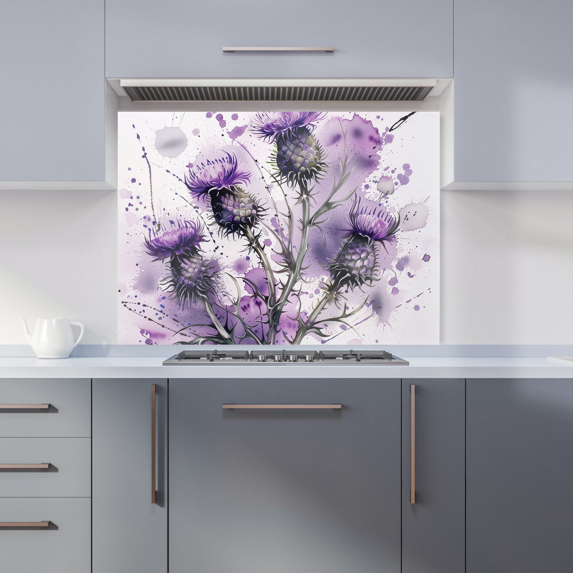 Vibrant Scottish Thistle Art Kitchen Splashback