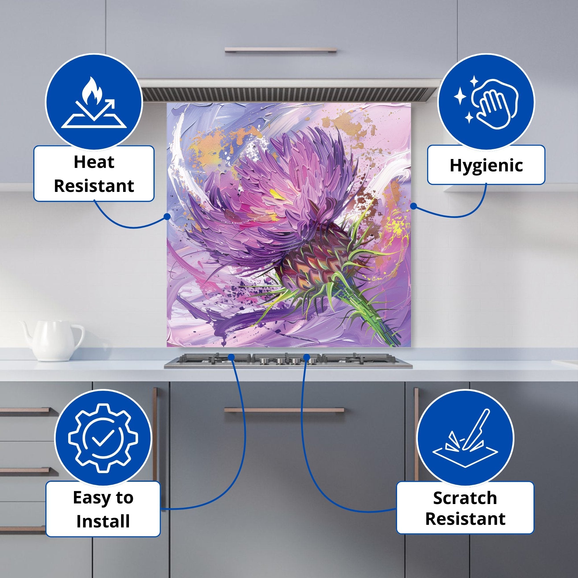 Abstract Thistle Explosion Kitchen Splashback