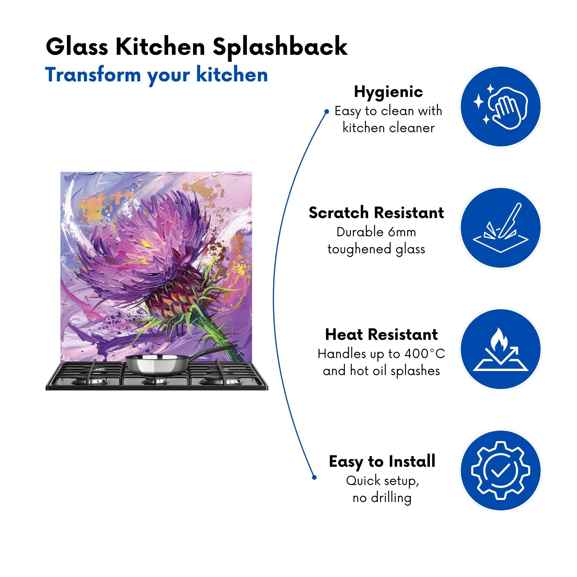 Abstract Thistle Explosion Kitchen Splashback