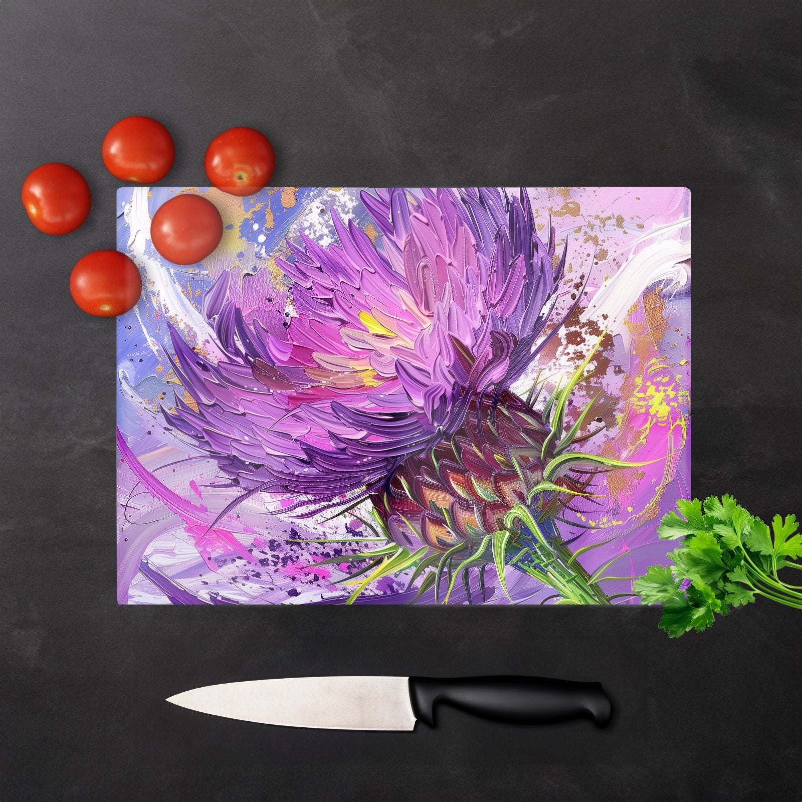Abstract Thistle Explosion Chopping Board