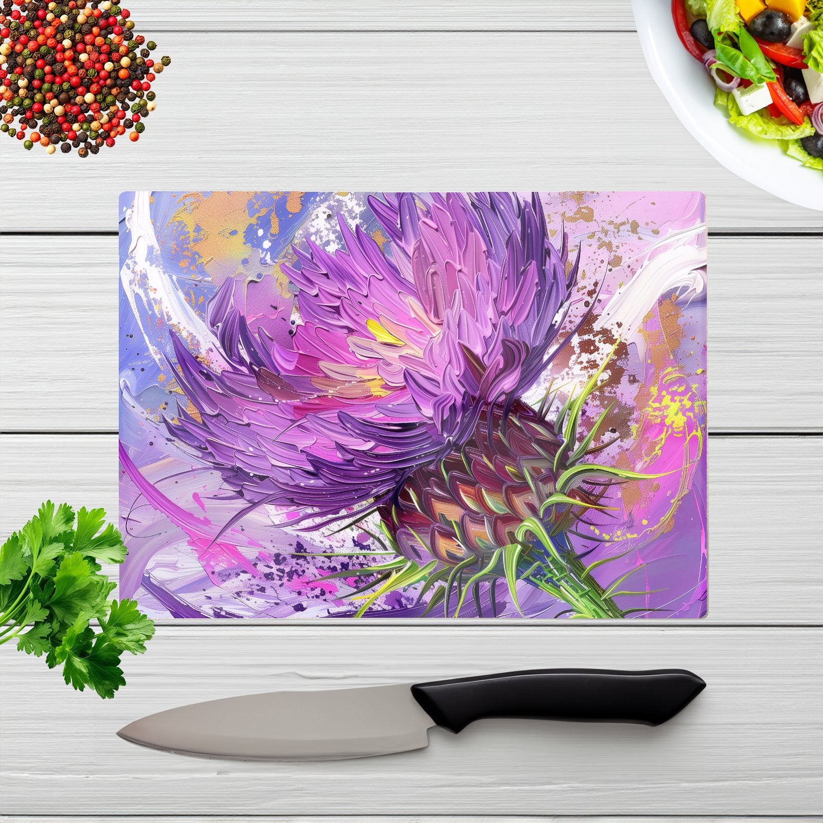 Abstract Thistle Explosion Chopping Board