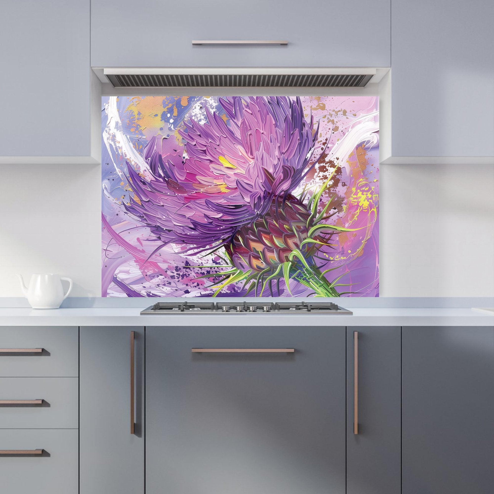 Abstract Thistle Explosion Kitchen Splashback