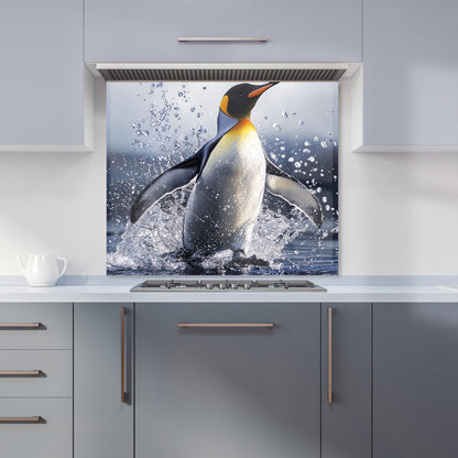 Regal Penguin in a Watery Burst Kitchen Splashback