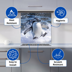 Joyful Penguin Splashes Kitchen Splashback