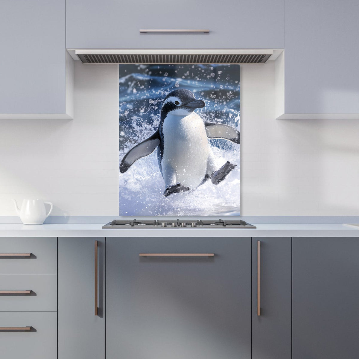 Joyful Penguin Splashes Kitchen Splashback