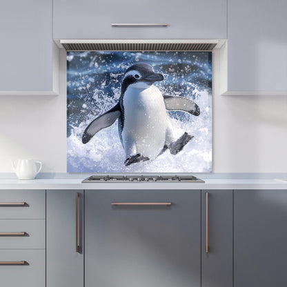 Joyful Penguin Splashes Kitchen Splashback