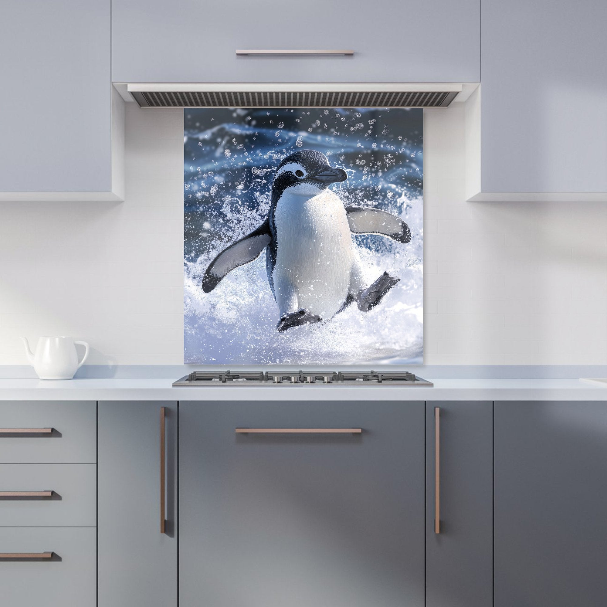 Joyful Penguin Splashes Kitchen Splashback