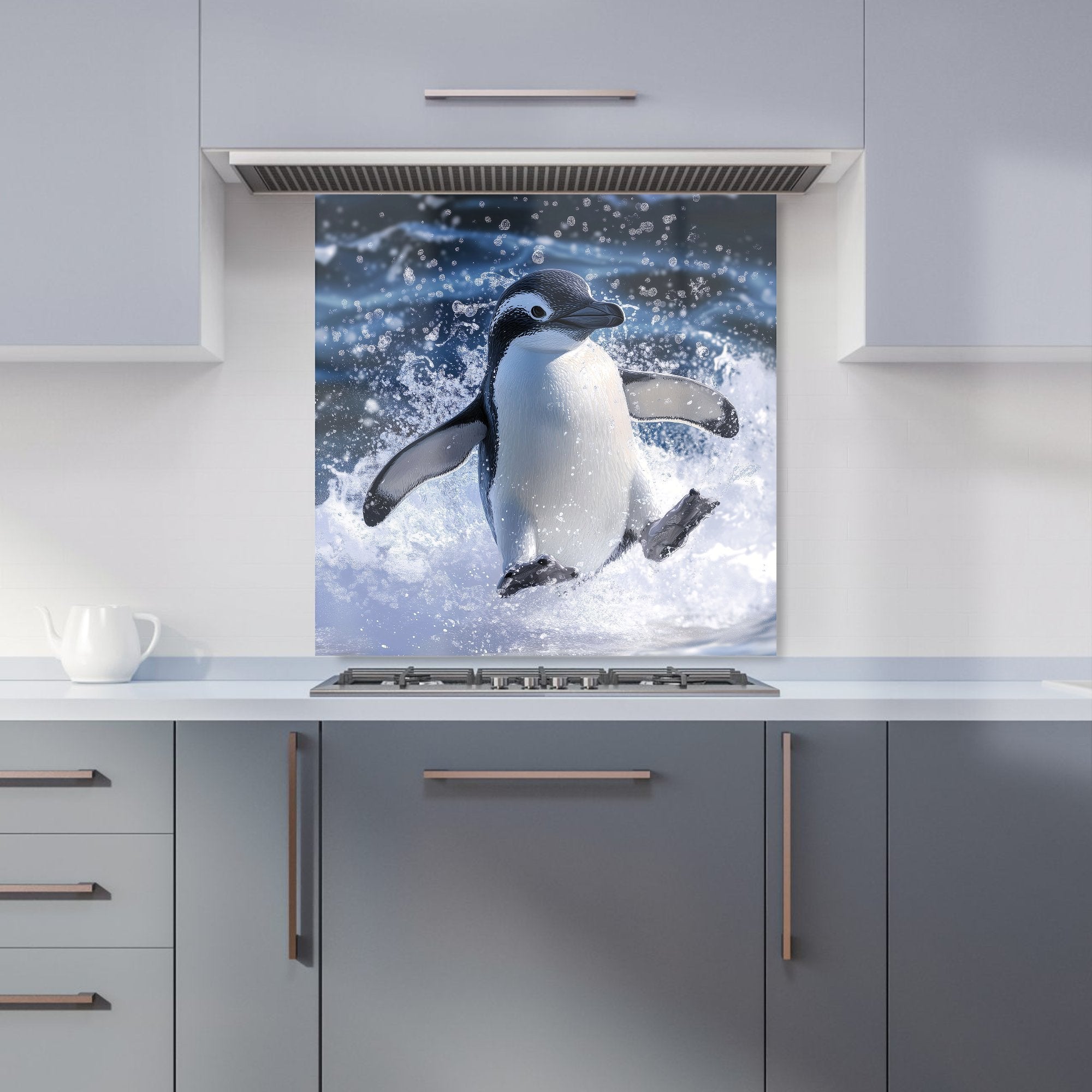 Joyful Penguin Splashes Kitchen Splashback