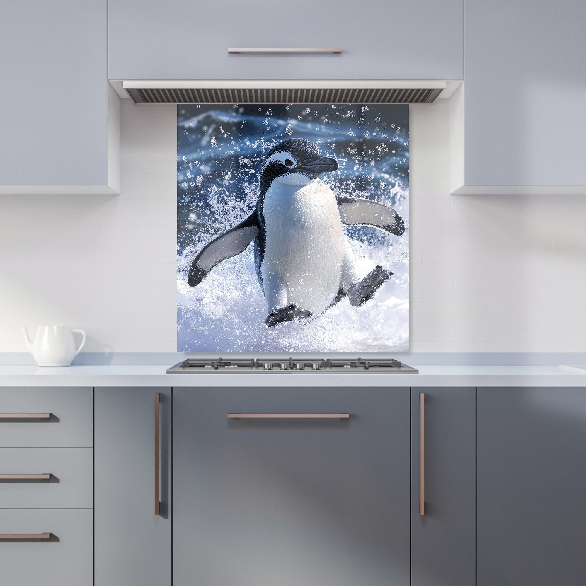 Joyful Penguin Splashes Kitchen Splashback