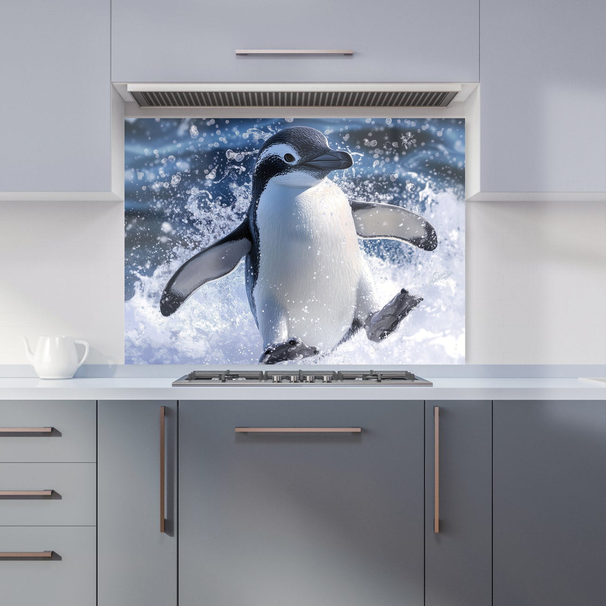 Joyful Penguin Splashes Kitchen Splashback