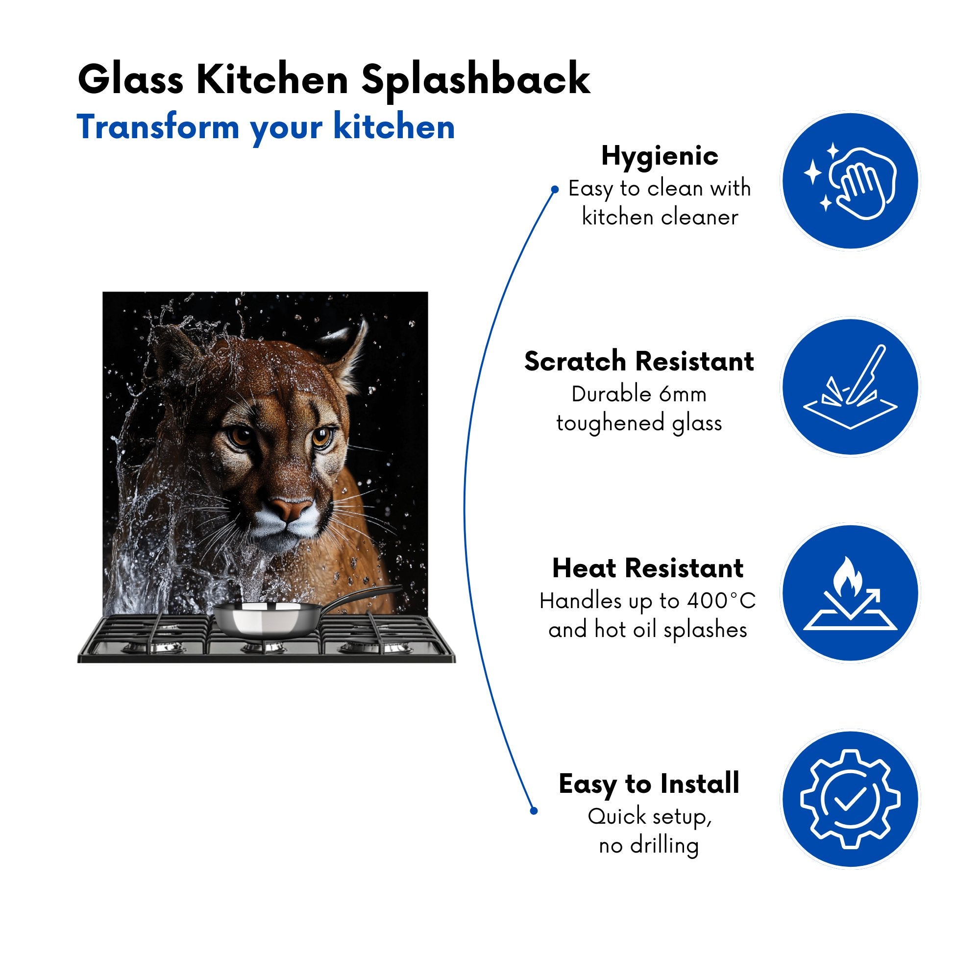 Fierce Puma in Motion Kitchen Splashback