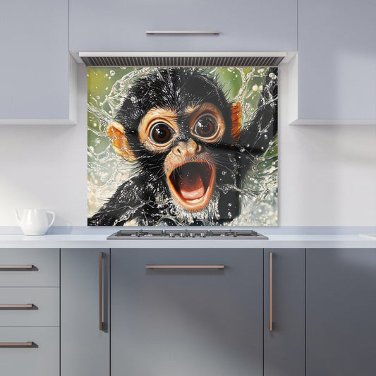 Wide-Eyed Monkey's Splash Surprise Kitchen Splashback