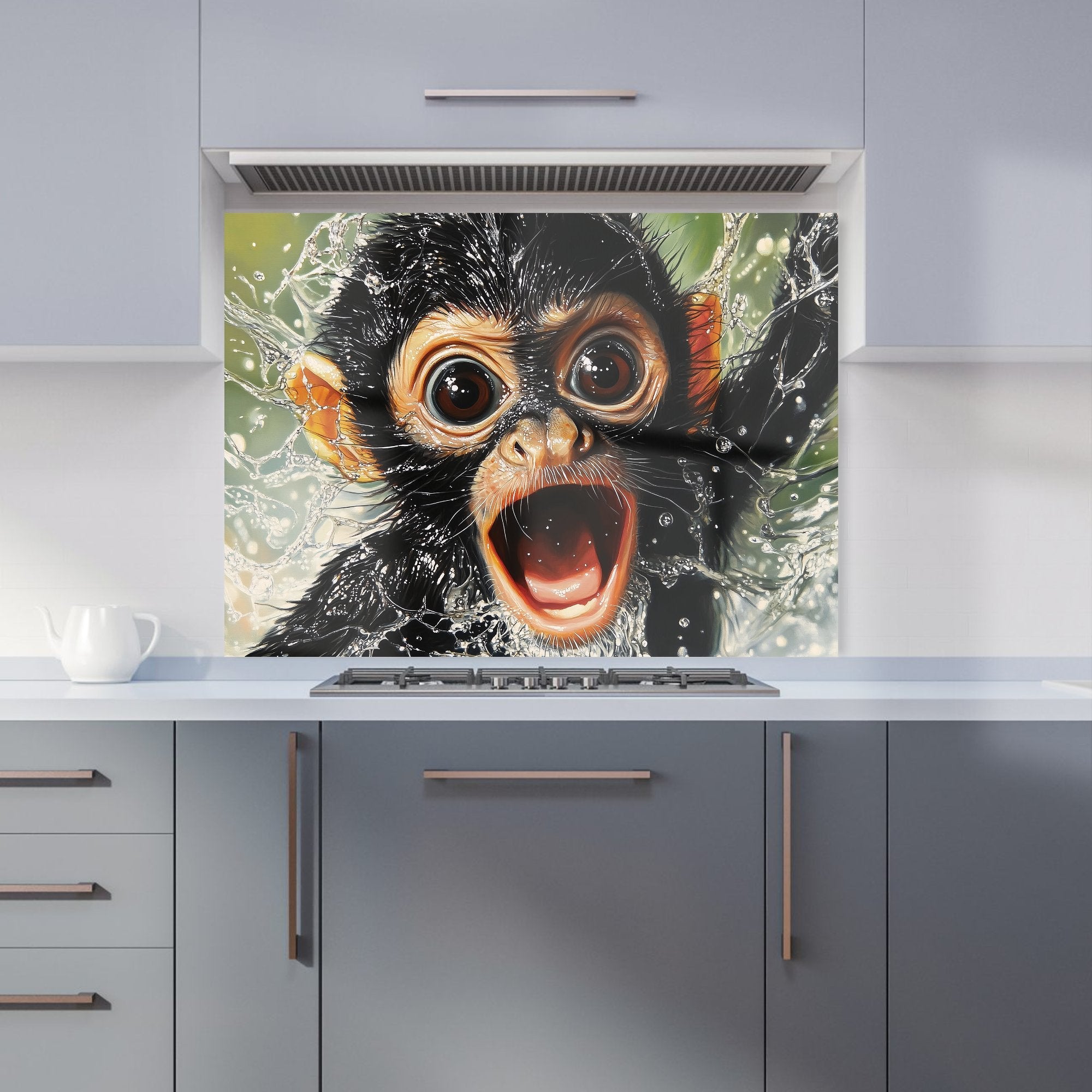 Wide-Eyed Monkey's Splash Surprise Kitchen Splashback